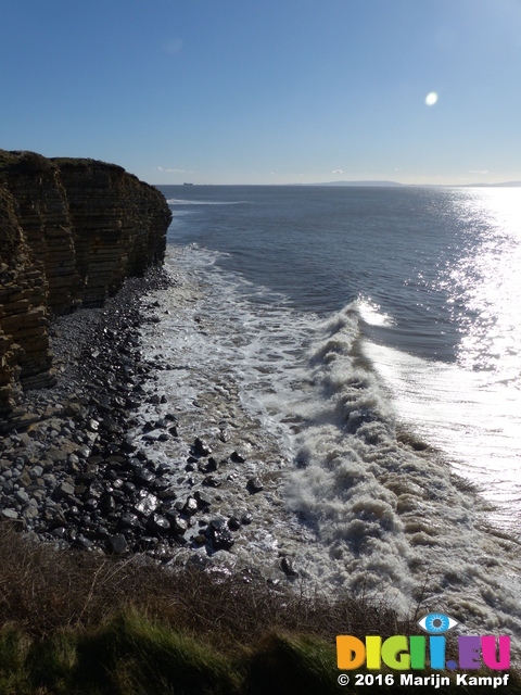 FZ026052 Waves by Llantwit Major cliffs